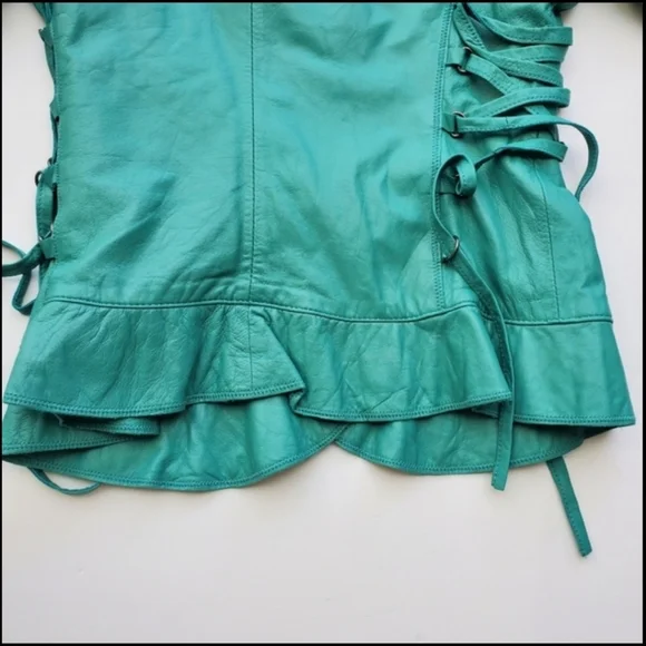 100% Lambskin Leather/Suede Aqua Teal Jacket NEW With Tags - Picture 6 of 12